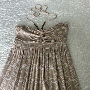 Tart Tan Halter Sundress with Metal Accents  EUC
